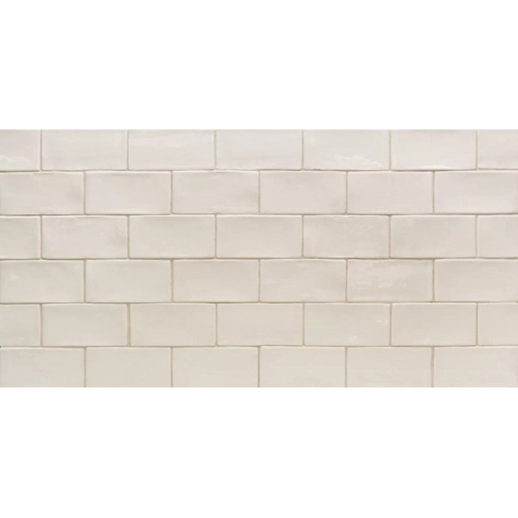 Messi 3" x 6" Polished White Ceramic Subway Wall Tile
