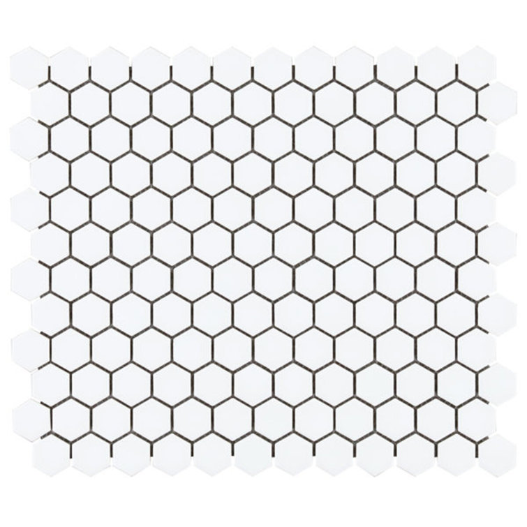 Matte White Ceramic Honeycomb Mosaic Tile for Floors and Walls