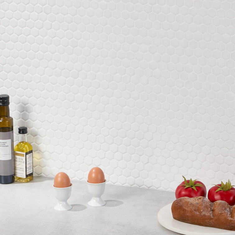 Matte White Ceramic Honeycomb Mosaic Tile for Floors and Walls