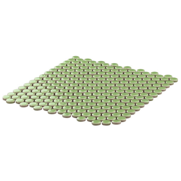 Wheat Grass Polished Ceramic Penny Round Mosaic Tile