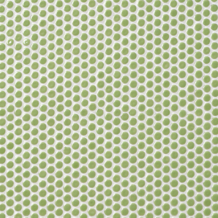 Wheat Grass Polished Ceramic Penny Round Mosaic Tile