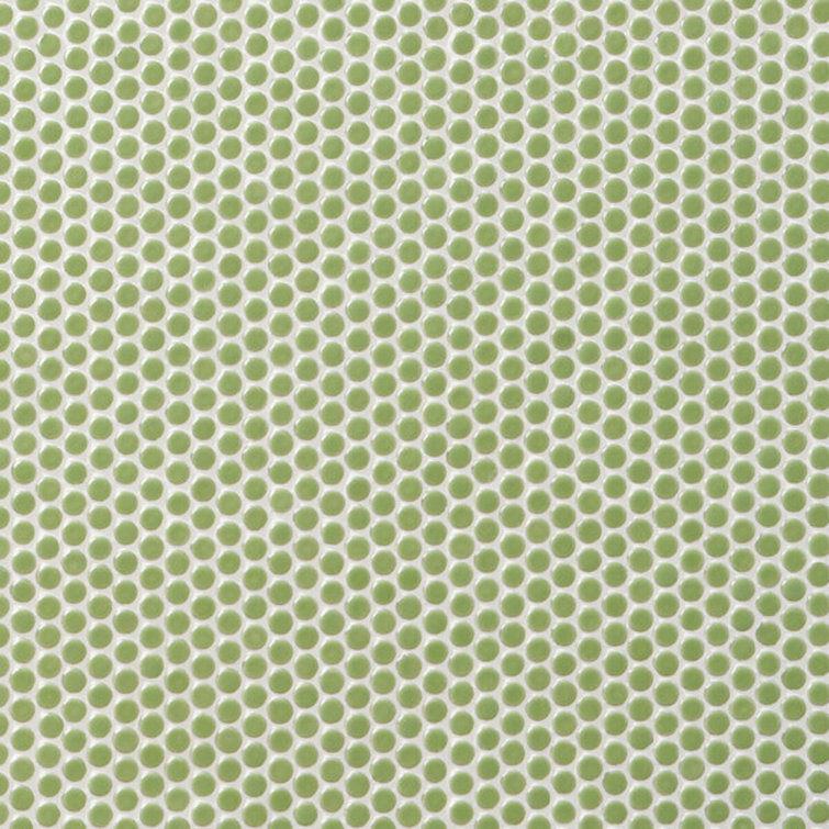 Wheat Grass Polished Ceramic Penny Round Mosaic Tile