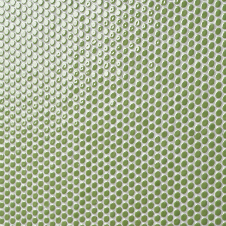 Wheat Grass Polished Ceramic Penny Round Mosaic Tile