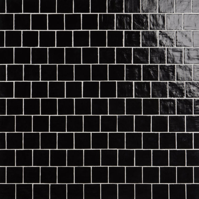 Nassau Jet Black 4" x 4" Satin Finish Ceramic Wall Tile