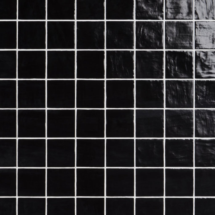 Nassau Jet Black 4" x 4" Satin Finish Ceramic Wall Tile