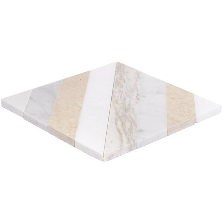 Beige and Gray 8x8 Polished Marble Mosaic Tile