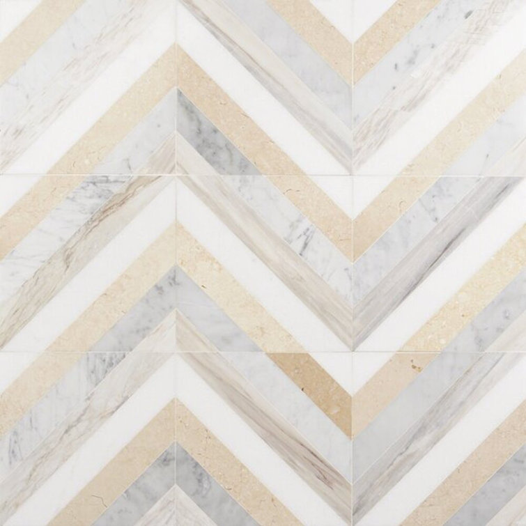 Beige and Gray 8x8 Polished Marble Mosaic Tile