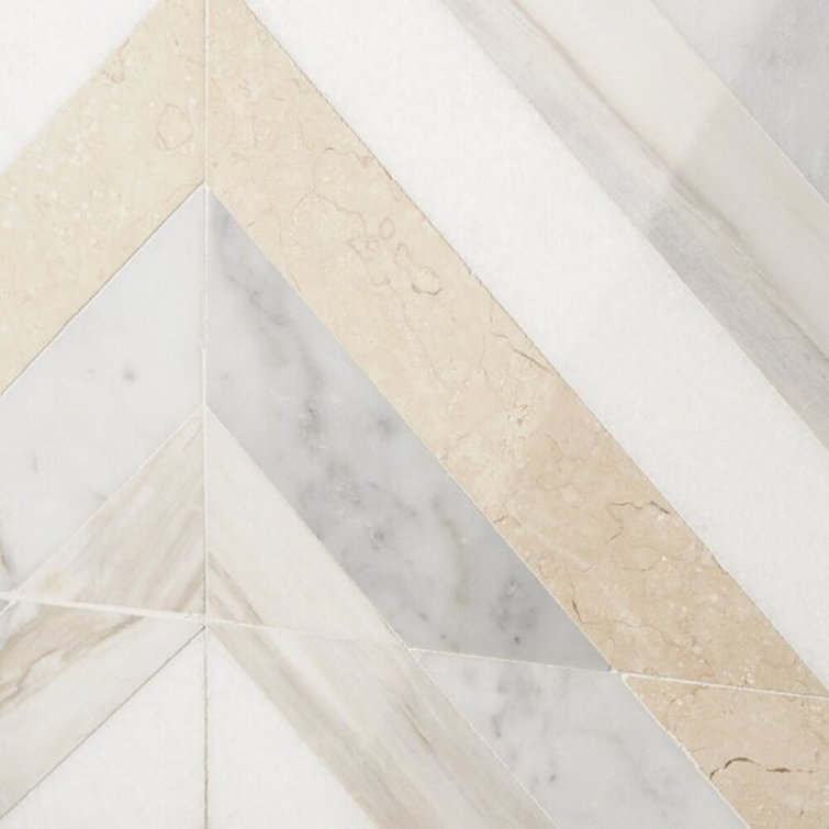 Beige and Gray 8x8 Polished Marble Mosaic Tile