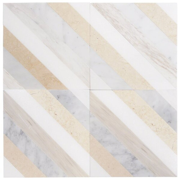 Beige and Gray 8x8 Polished Marble Mosaic Tile