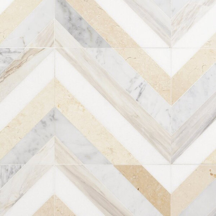 Beige and Gray 8x8 Polished Marble Mosaic Tile