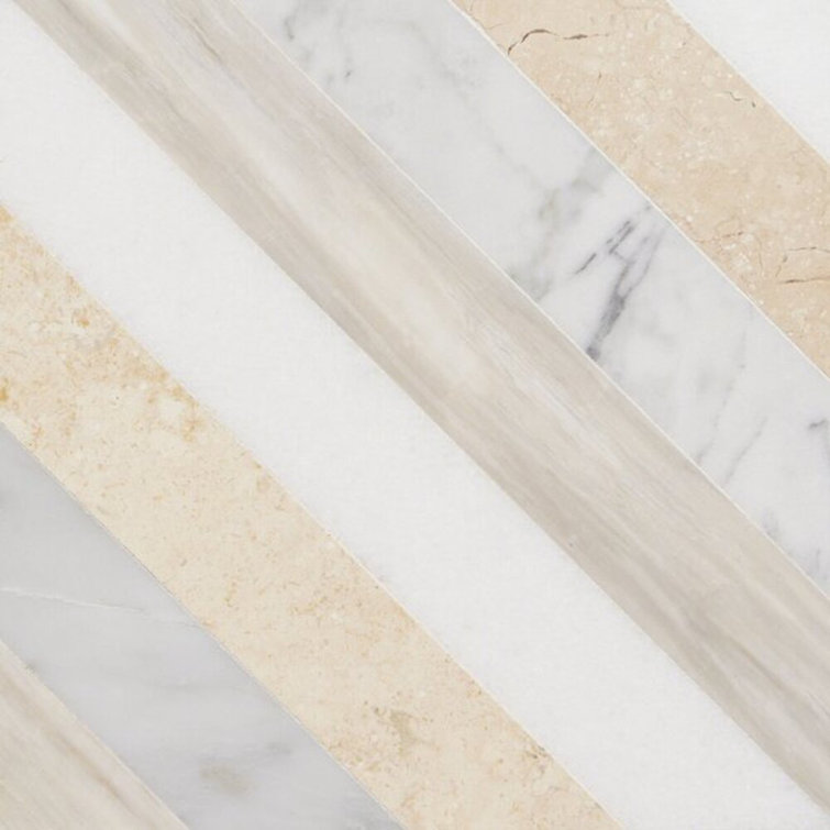 Beige and Gray 8x8 Polished Marble Mosaic Tile