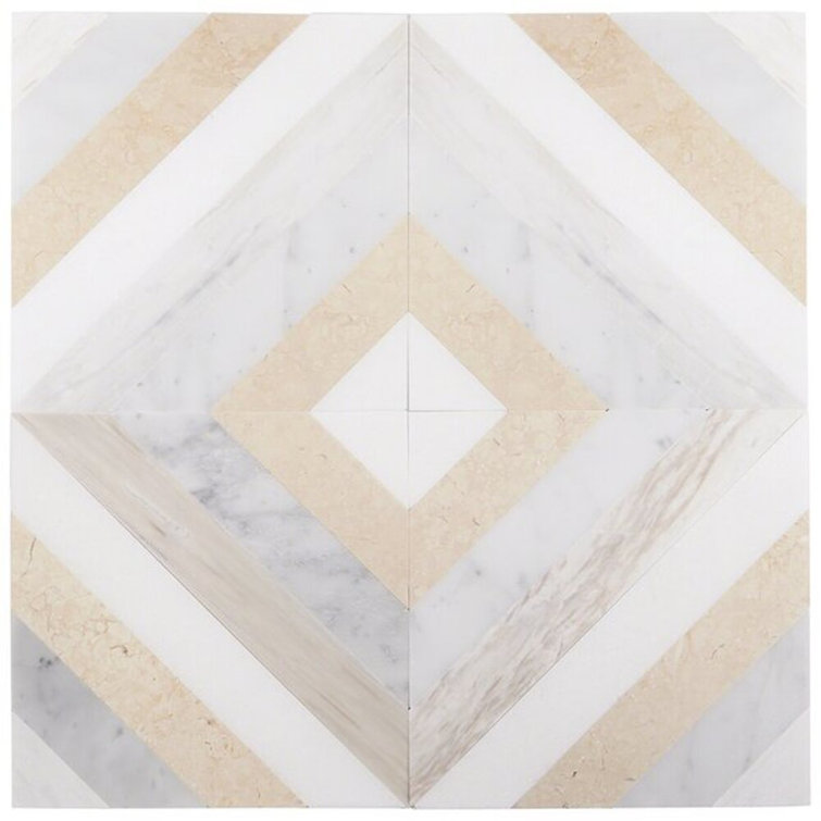 Beige and Gray 8x8 Polished Marble Mosaic Tile