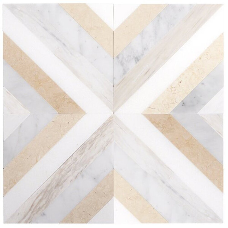 Beige and Gray 8x8 Polished Marble Mosaic Tile