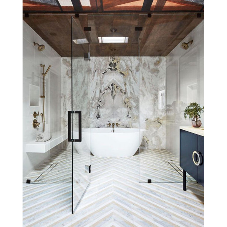 Beige and Gray 8x8 Polished Marble Mosaic Tile