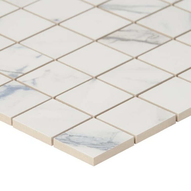 Calacatta Indigo 2" x 2" Porcelain Grid Mosaic Tile Sheet
