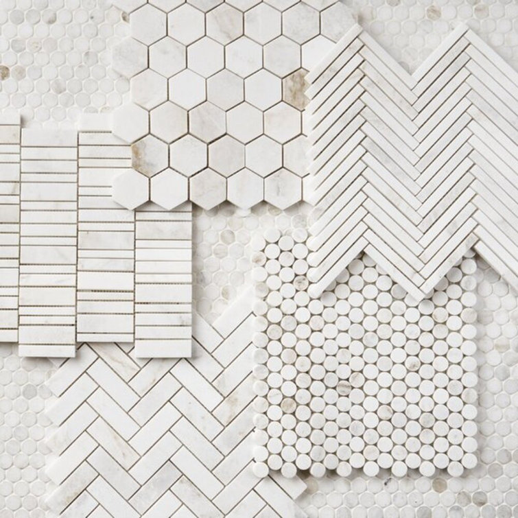 Polar White Penny Round Polished Marble Mosaic Tile