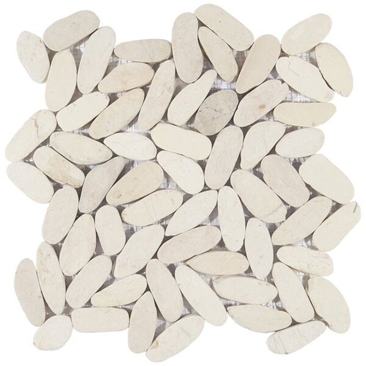 White Natural Slate Pebble Mosaic Tile for Indoor/Outdoor Use