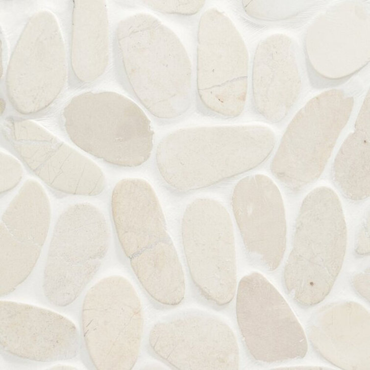 White Natural Slate Pebble Mosaic Tile for Indoor/Outdoor Use