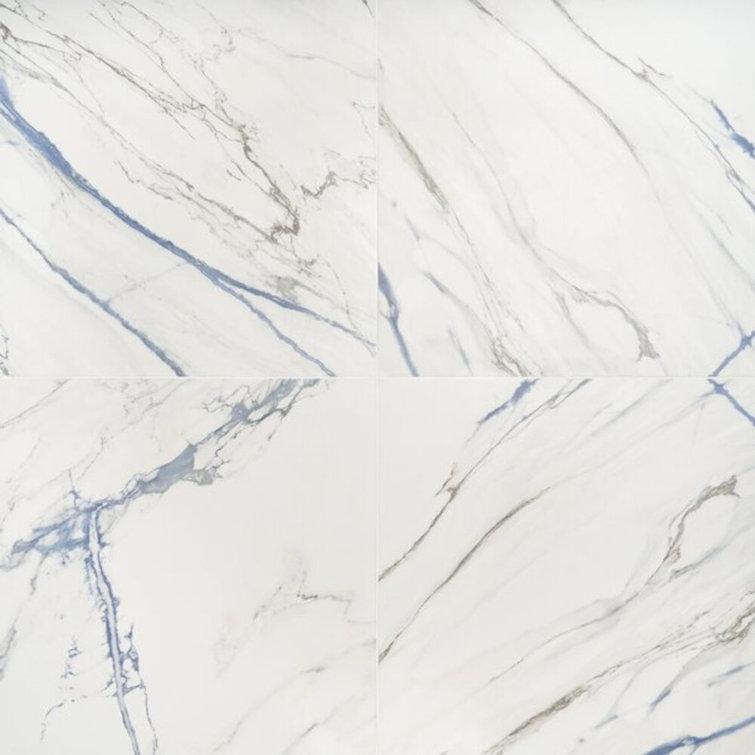 Calacatta Azur 24x24 Matte Porcelain Tile with Blue Veining