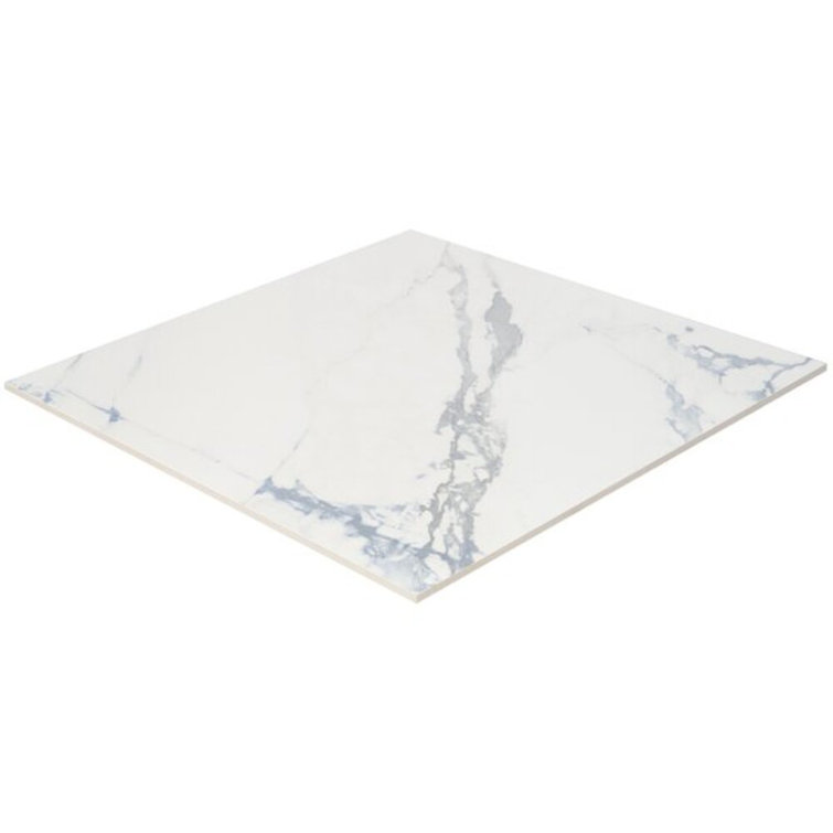 Calacatta Azur 24x24 Matte Porcelain Tile with Blue Veining