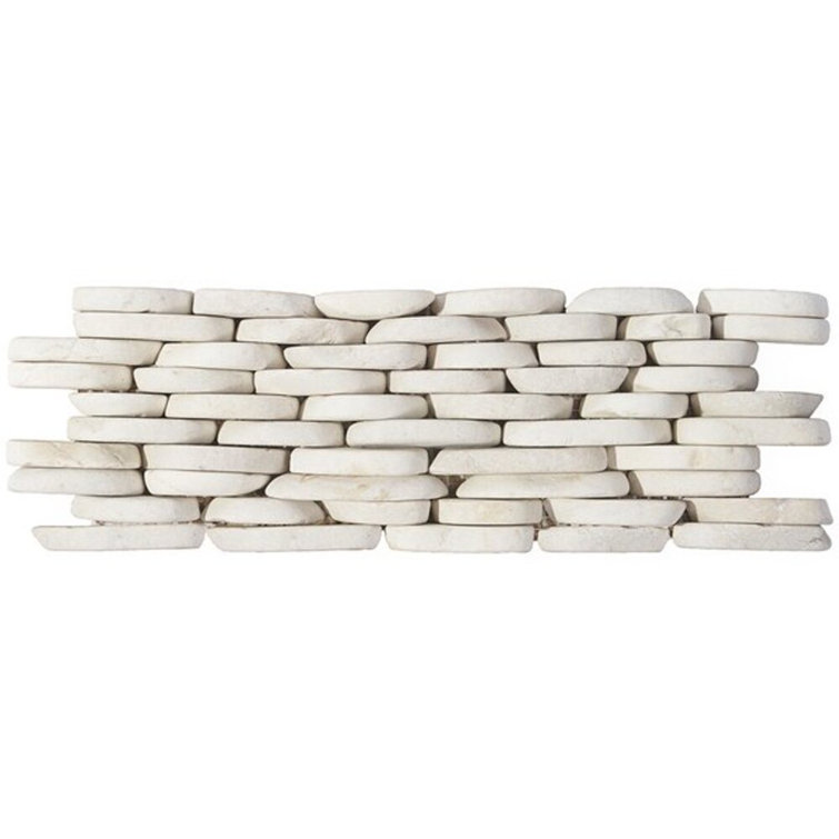 Natural White Slate Stacked Wall Mosaic Tile