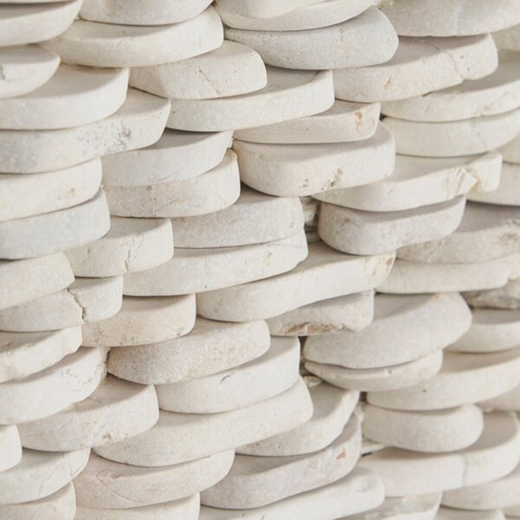 Natural White Slate Stacked Wall Mosaic Tile