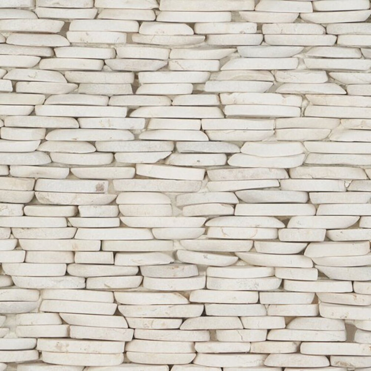 Natural White Slate Stacked Wall Mosaic Tile