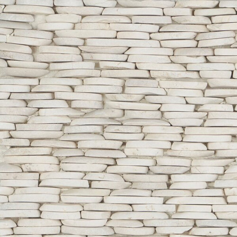 Natural White Slate Stacked Wall Mosaic Tile