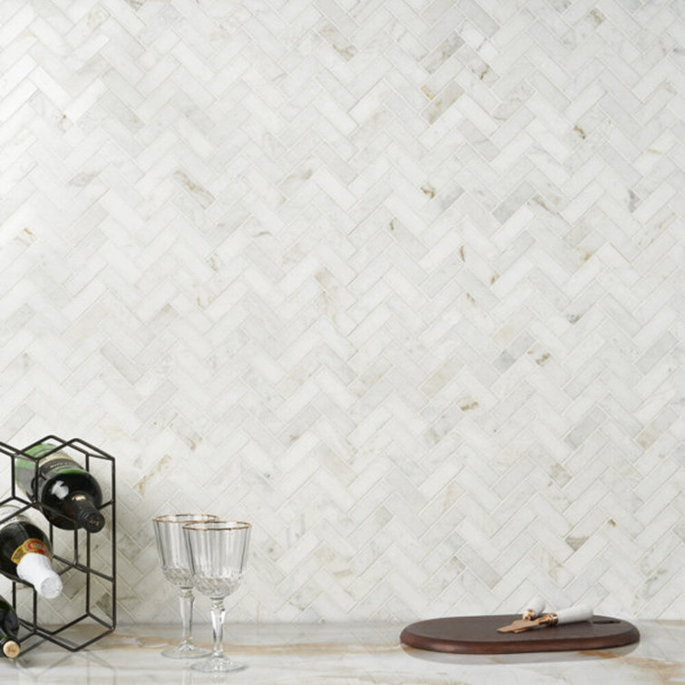White Herringbone Marble Mosaic Tile for Walls and Floors