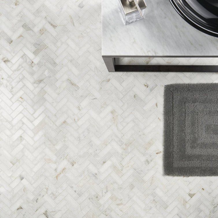 White Herringbone Marble Mosaic Tile for Walls and Floors