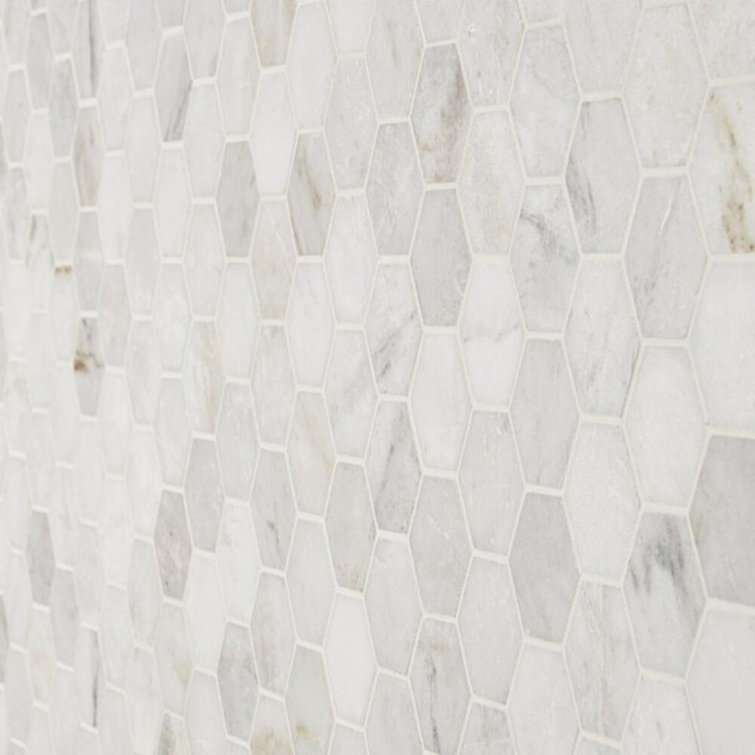 Frost White Polished Marble Hexagon Mosaic Tile 12" x 12"