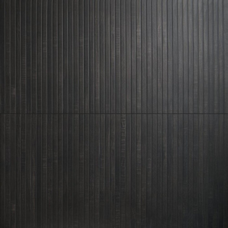 Black Ribbed Porcelain Large Format Wall Tile 24x48
