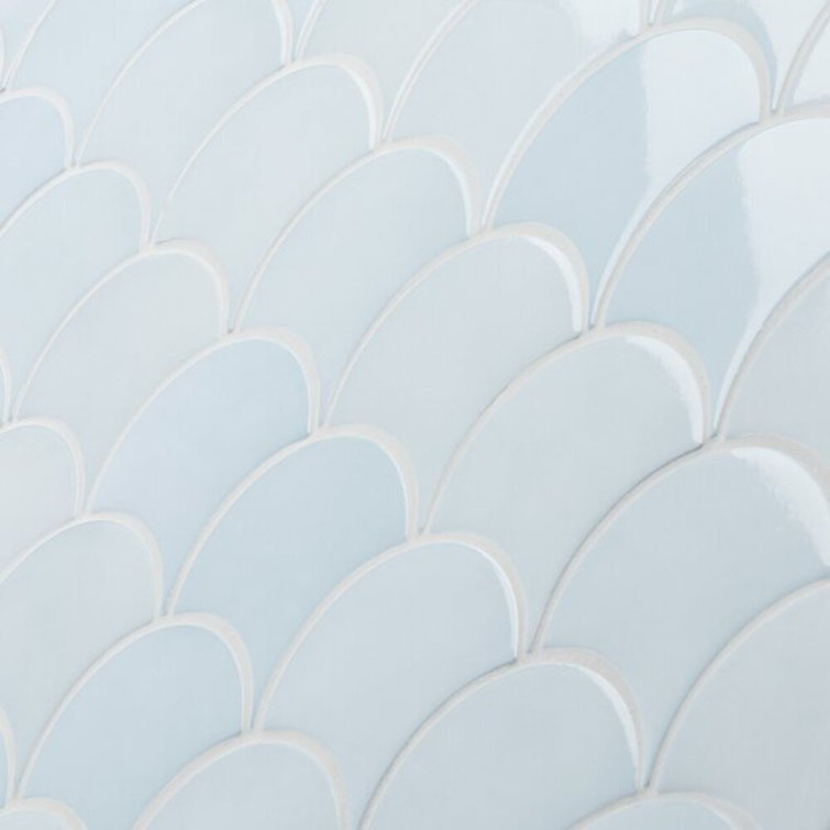 Sky Blue 2.44" x 5" Ceramic Fish Scale Wall Tile