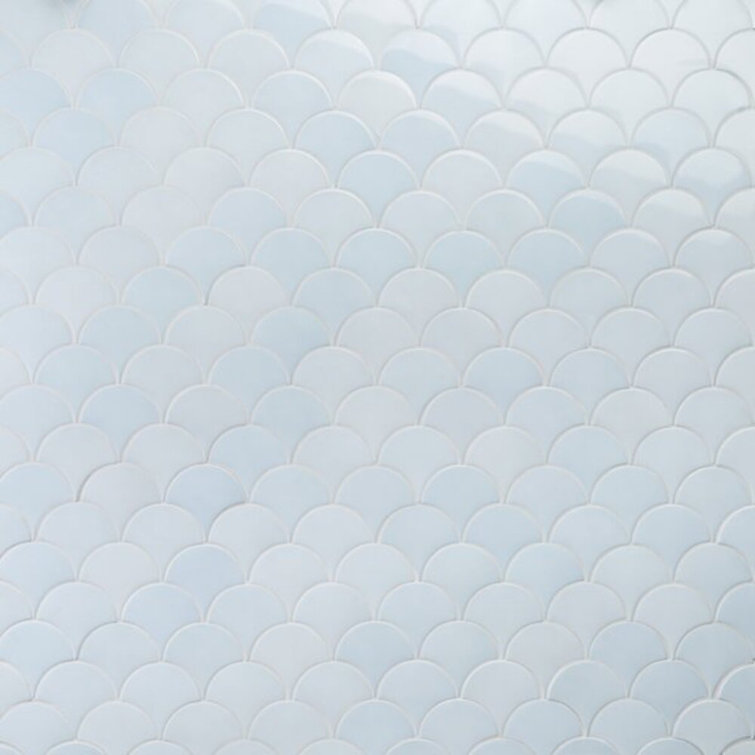 Sky Blue 2.44" x 5" Ceramic Fish Scale Wall Tile