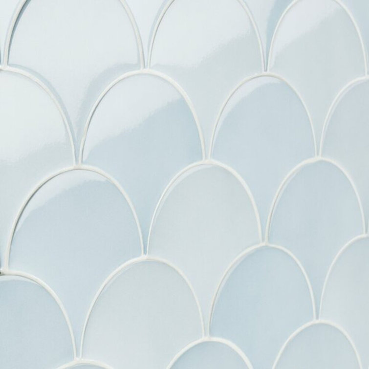 Sky Blue 2.44" x 5" Ceramic Fish Scale Wall Tile
