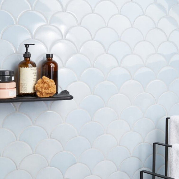 Sky Blue 2.44" x 5" Ceramic Fish Scale Wall Tile