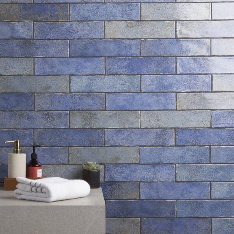 Vandalay Polished Blue 3x12 Subway Tile for Wall and Bath