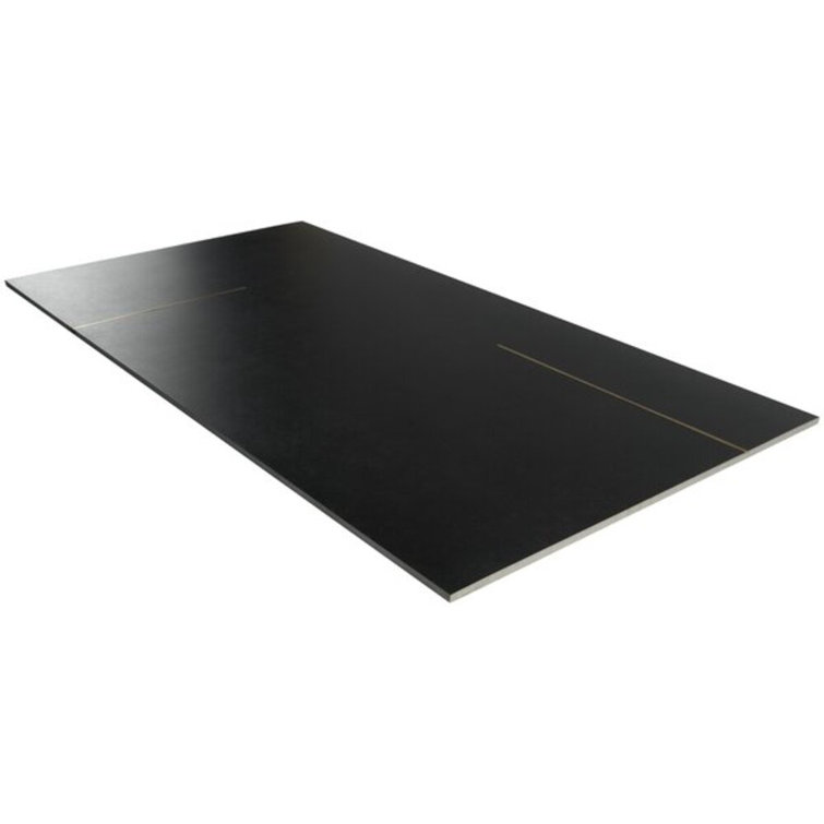 Stria Bar Black Porcelain Large Format Tile with Brass Inlay