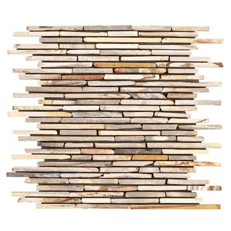 Petra Tumbled Brown Marble Mosaic Tile for Shower and Deck