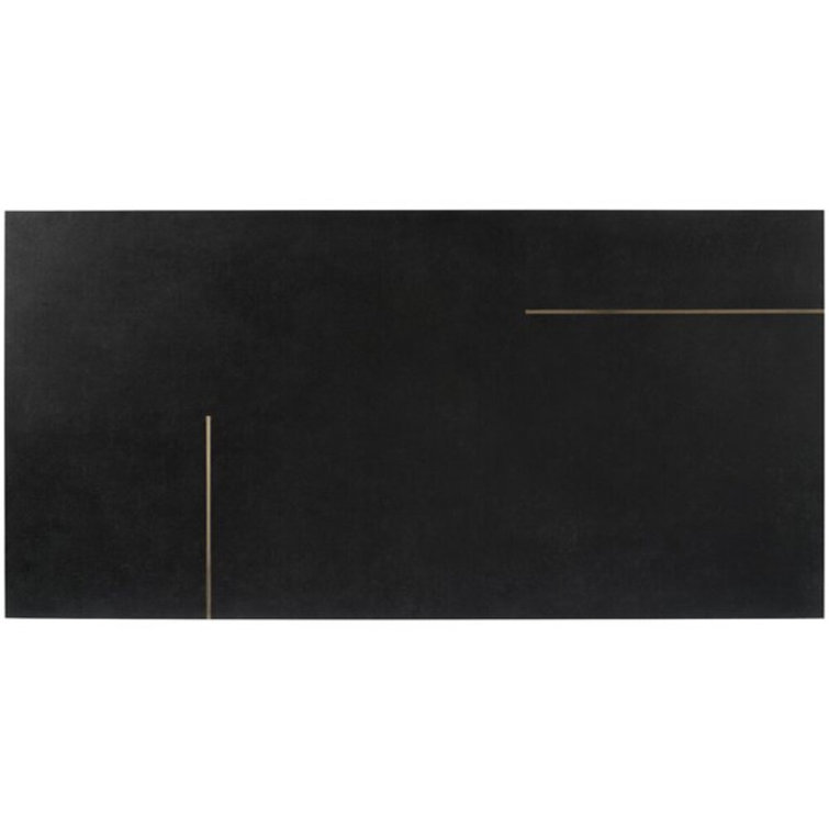 Stria Bar Black Porcelain Large Format Tile with Brass Inlay
