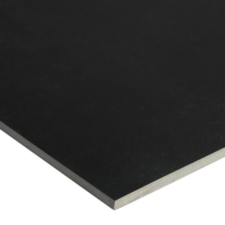 Stria Bar Black Porcelain Large Format Tile with Brass Inlay