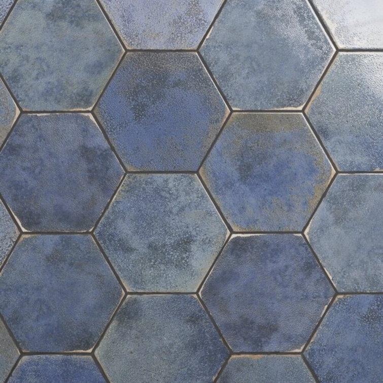 Mandalay Hex Blue Polished Porcelain Floor and Wall Tile