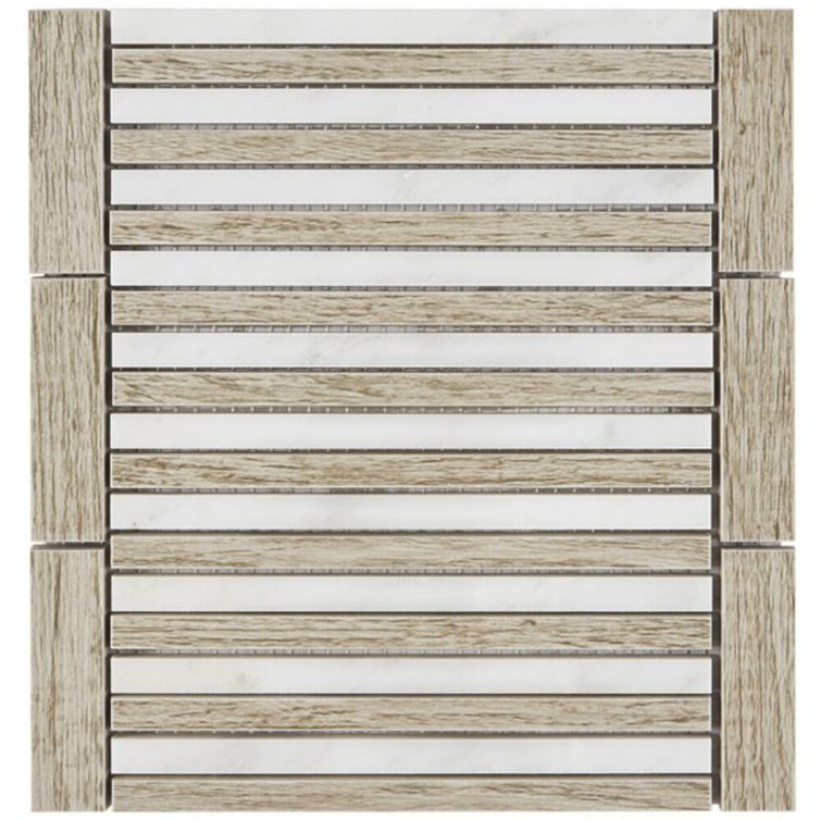 Florey Linear 7.87 in. x 8.31 in. Polished Marble Floor and Wall Mosaic Tile