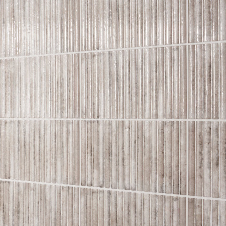 Hills Gray Glossy Ceramic Fluted Subway Wall Tile 6-in x 12-in