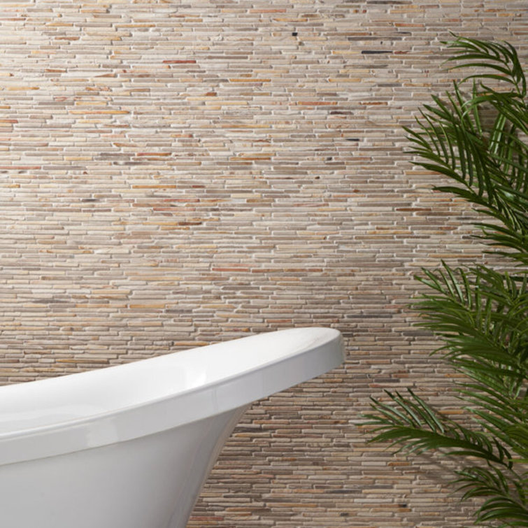 Petra Tumbled Brown Marble Mosaic Tile for Shower and Deck