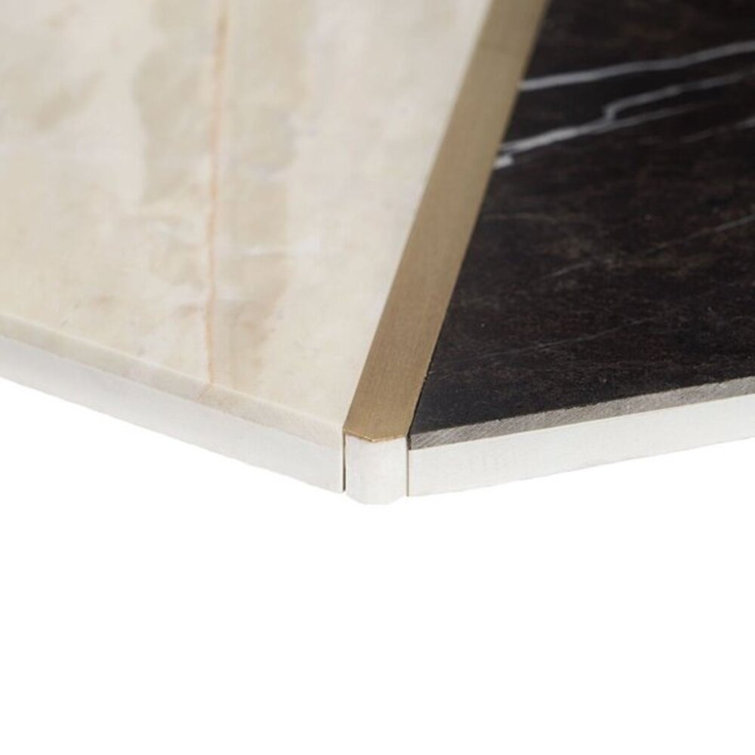 Saint Laurent Polished Marble and Brass Hexagonal Mosaic Tile