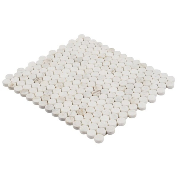 Polar White Penny Round Polished Marble Mosaic Tile
