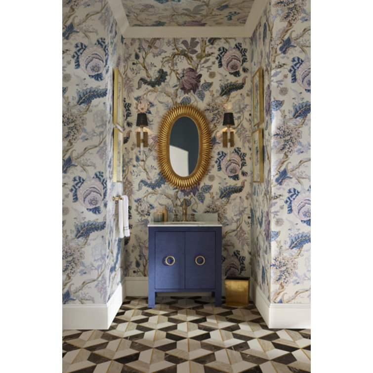 Saint Laurent Polished Marble and Brass Hexagonal Mosaic Tile