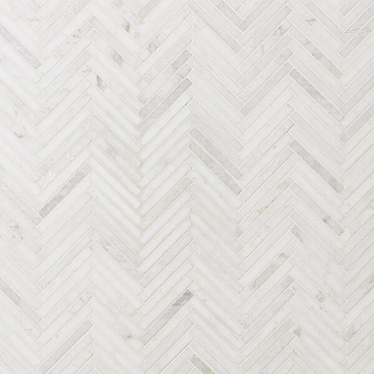 White Herringbone Marble Mosaic Tile for Walls and Floors