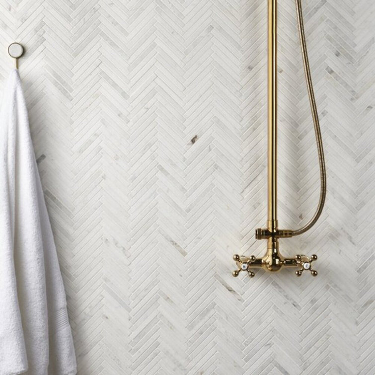 White Herringbone Marble Mosaic Tile for Walls and Floors